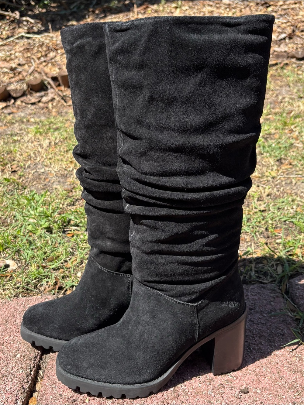 Harley Davidson Women’s 10 Riding Boots Black D87251 Suede Block Heel Logo Moto